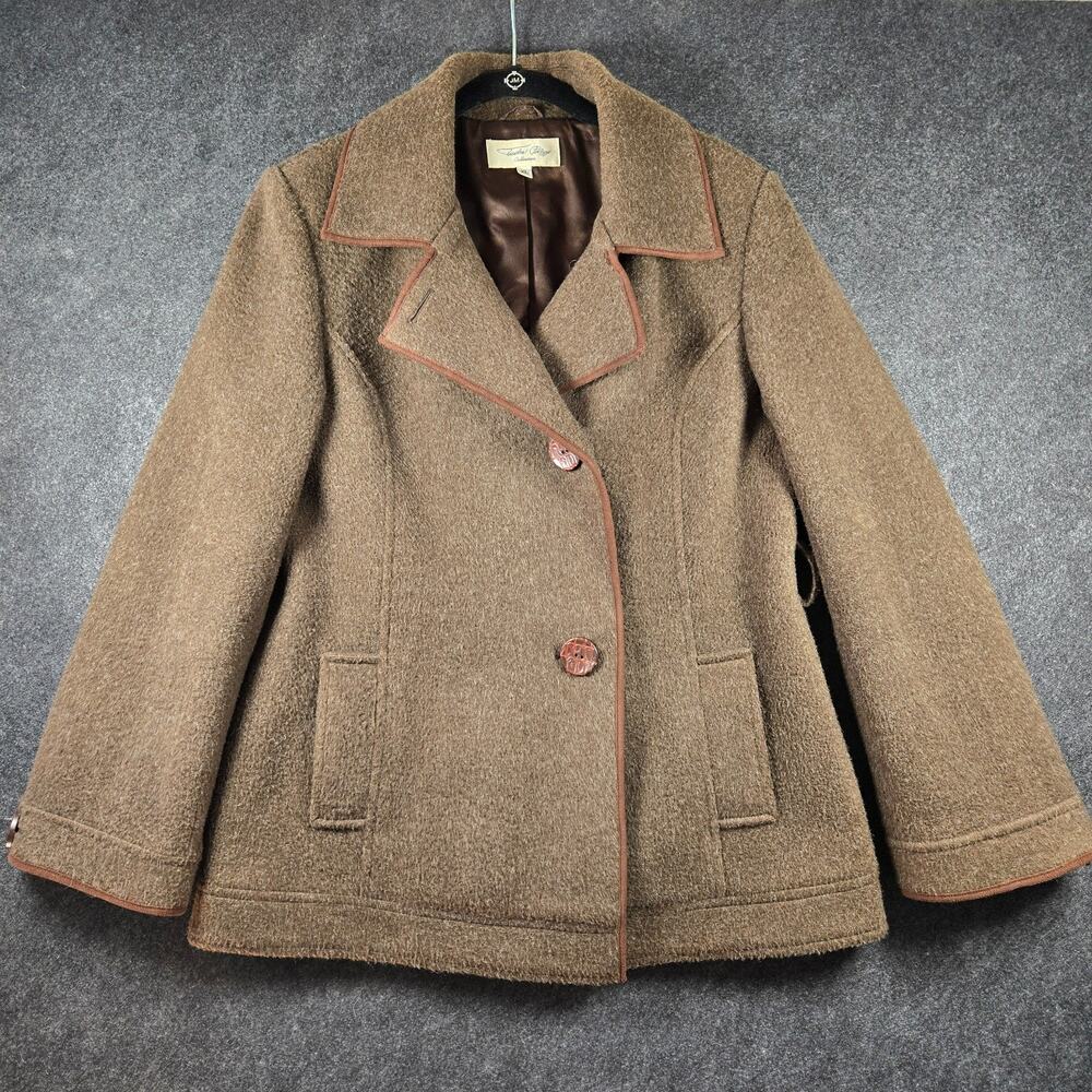 Taska Pollizi Collection Winter Coat Single Breasted Heathered Brown Sz XL